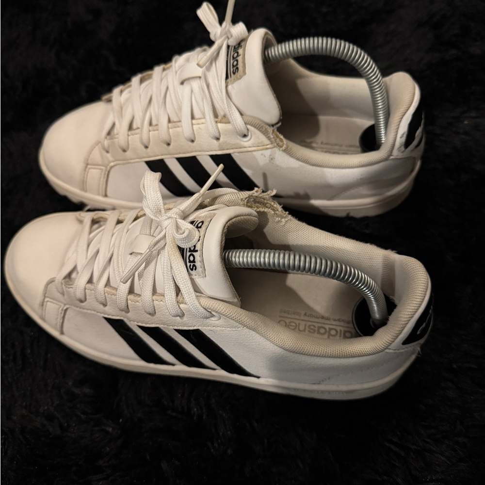 Adidas Men's White Sneakers with Black Stripes